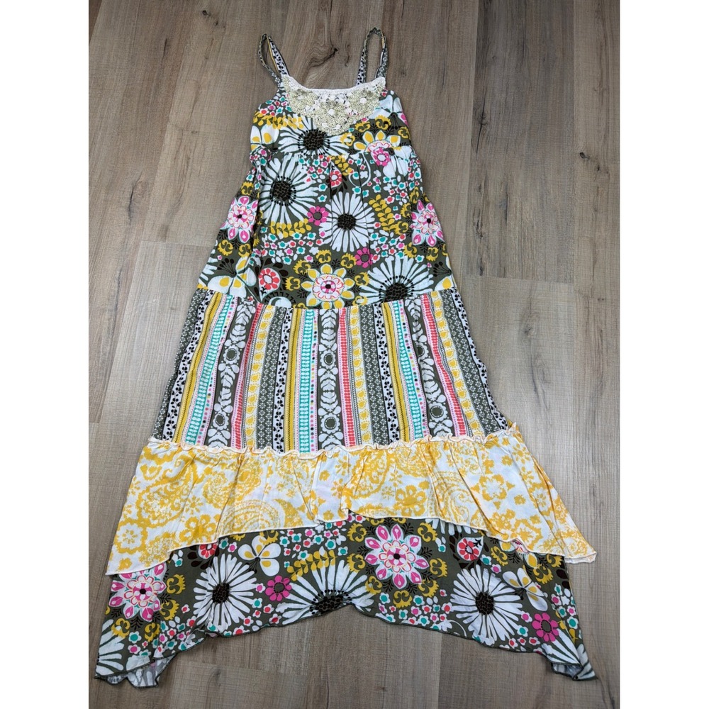 Zoey Girls Floral Patchwork Maxi Dress Size 10‎ Crochet Lace Tiered Boho Summer